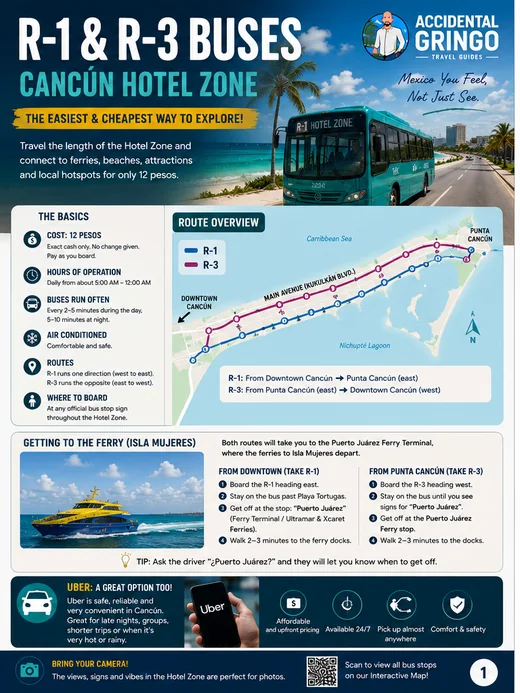 R-1 & R-3 Cancún Hotel Zone Bus Guide