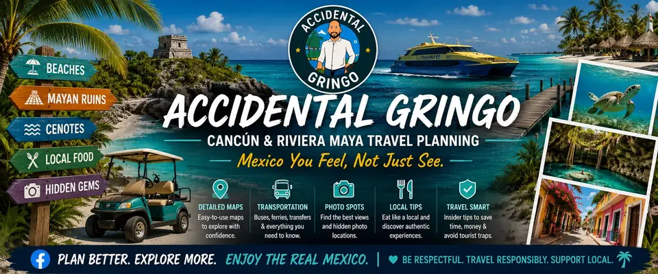 Collage de planificación de viajes de Cancún y Riviera Maya