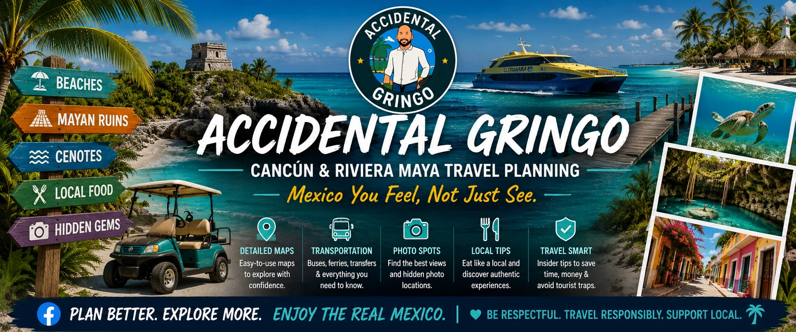 Cancún and Riviera Maya travel-planning collage