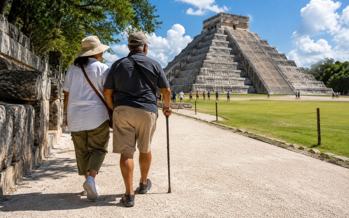 A vehicle prepared to transport a wheelchair or mobility device for a Chichén Itzá day trip.