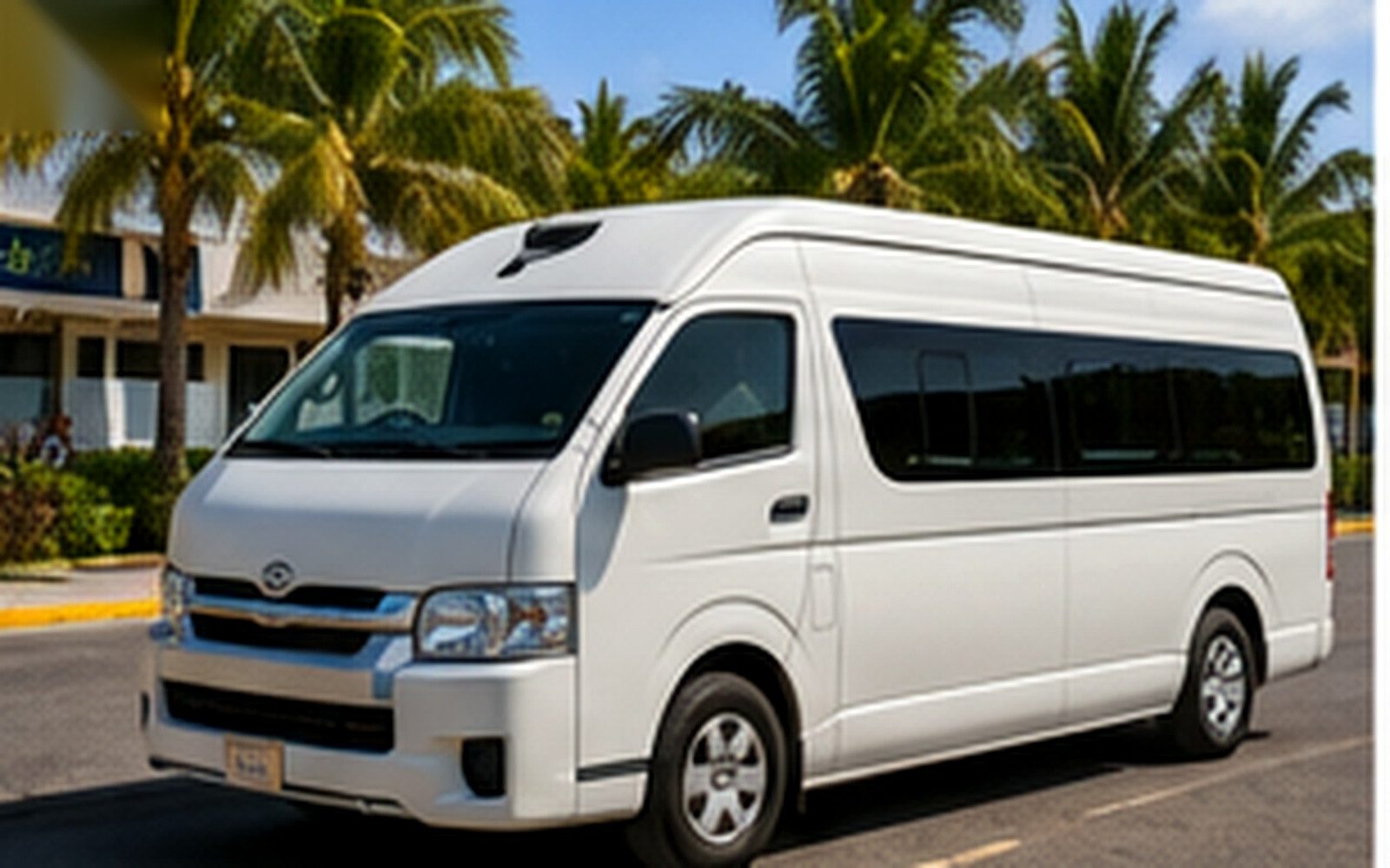 A private passenger van prepared for an airport or hotel transfer to Tulum.