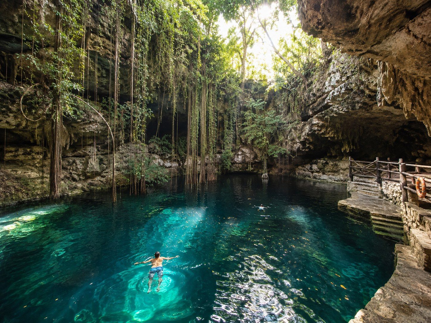 Current visitor access area at Cenote Zací in Valladolid, photographed without implying that swimming is permitted.