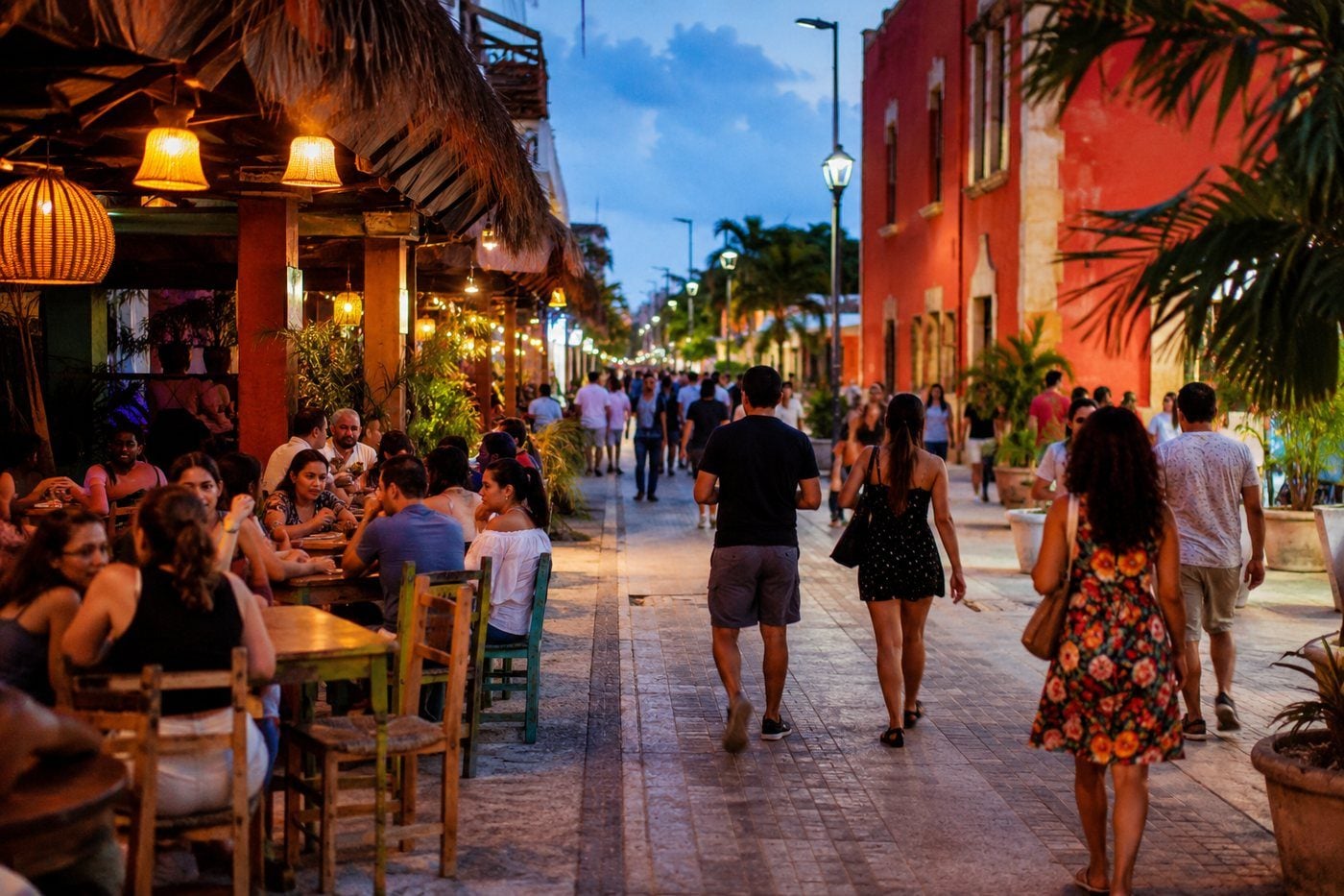 A lagoon-side or waterfront restaurant setting in Cancún.