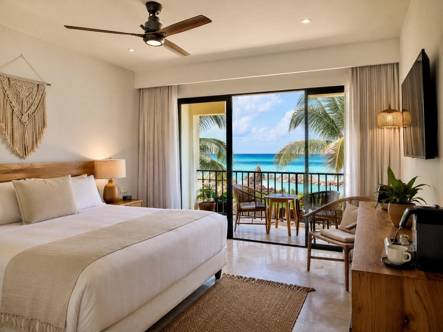 Aerial view of a larger resort property along the Puerto Morelos coastal corridor away from the town square.