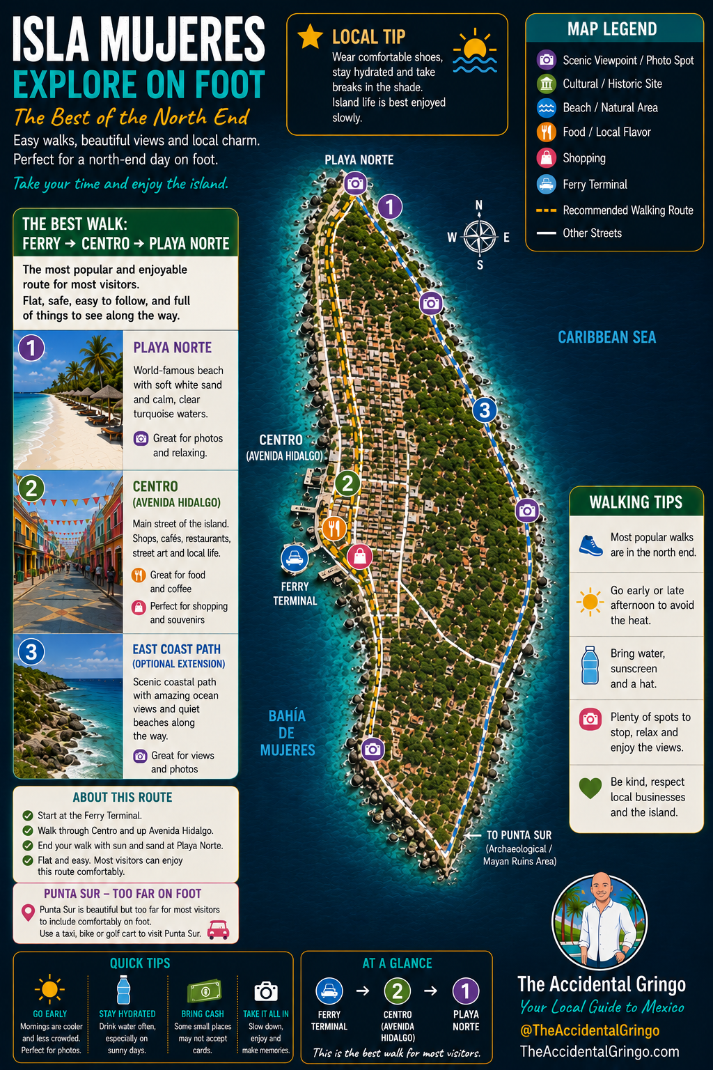 Accidental Gringo Isla Mujeres walking map without a golf cart