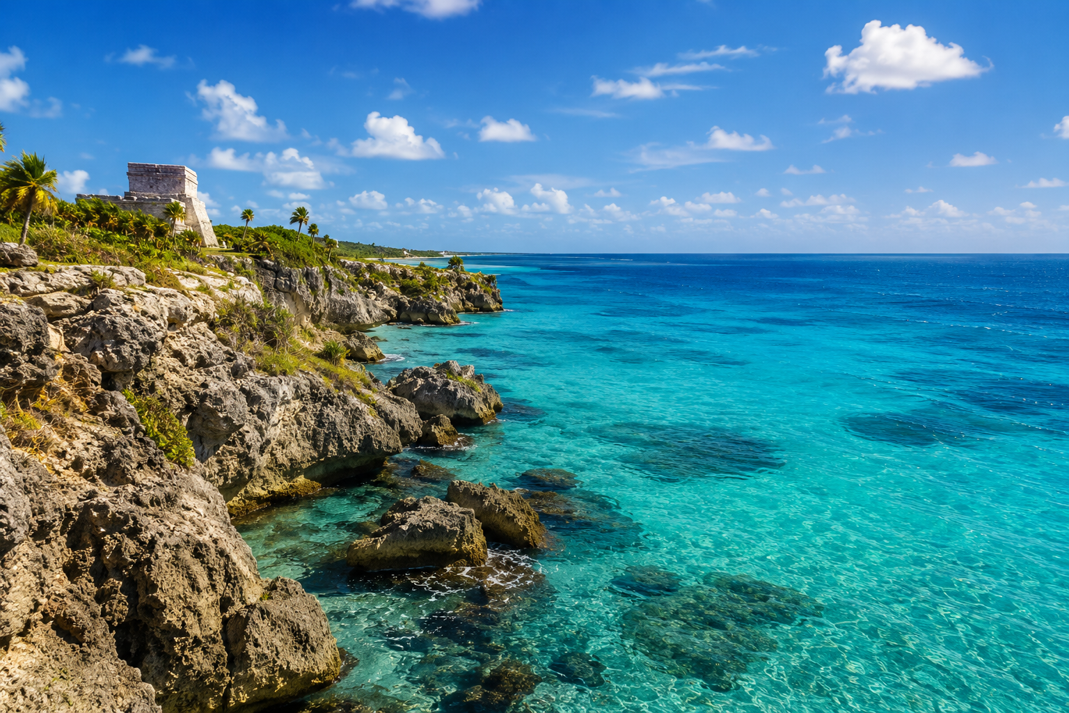 Punta Sur cliffs and Mayan ruins area on Isla Mujeres