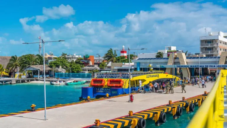 Ultramar ferry docked at the Puerto Juárez maritime terminal in Cancún