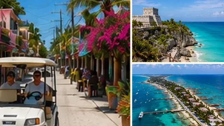 Golf cart street, Punta Sur and aerial views of Isla Mujeres