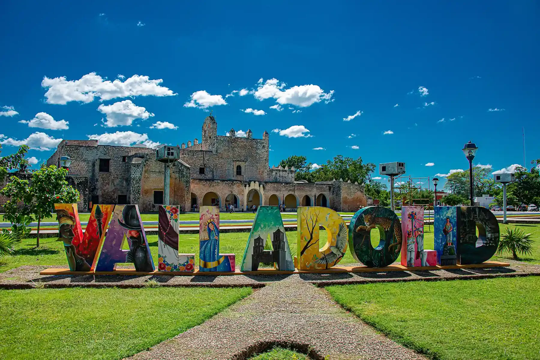 The colorful Valladolid letters in front of the historic convent